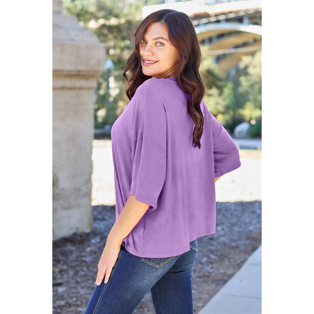 BASIC BAE Lavender Bamboo Round Neck Drop Shoulde… - image 3
